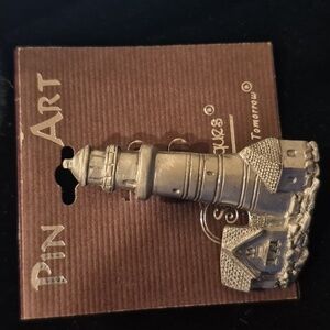 Pin Art Lighthouse Village Pewter Brooch